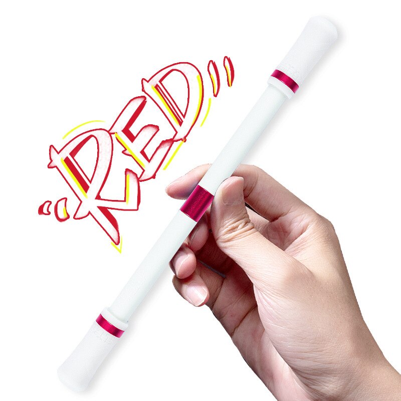 Juguete giratorio antiestrés para niños y adultos, pluma giratoria de mano, para aliviar el estrés, novedad: White-red