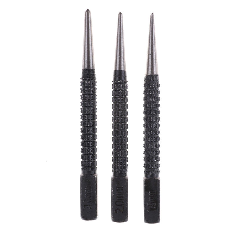 3 Pcs/set 3/32" Heavy Duty Centre Punch Steel Metal Spring Loaded Marking Hole Tool