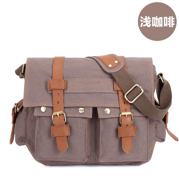 Kucko-Bolso de hombro clásico de lona para hombre, bandolera de mensajero, bolsa de pecho antiarañazos para deportes al aire libre, bolsa de viaje informal: light coffee
