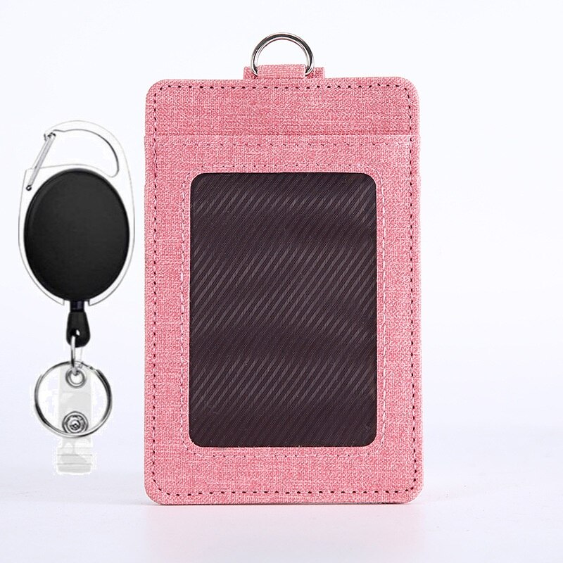 1 stks Intrekbare ID Badge Houder PU Leer Porte Bus Pass Case Cover Transparant Mannen vrouwen Bank Creditcardhouder kaarthouder: Black