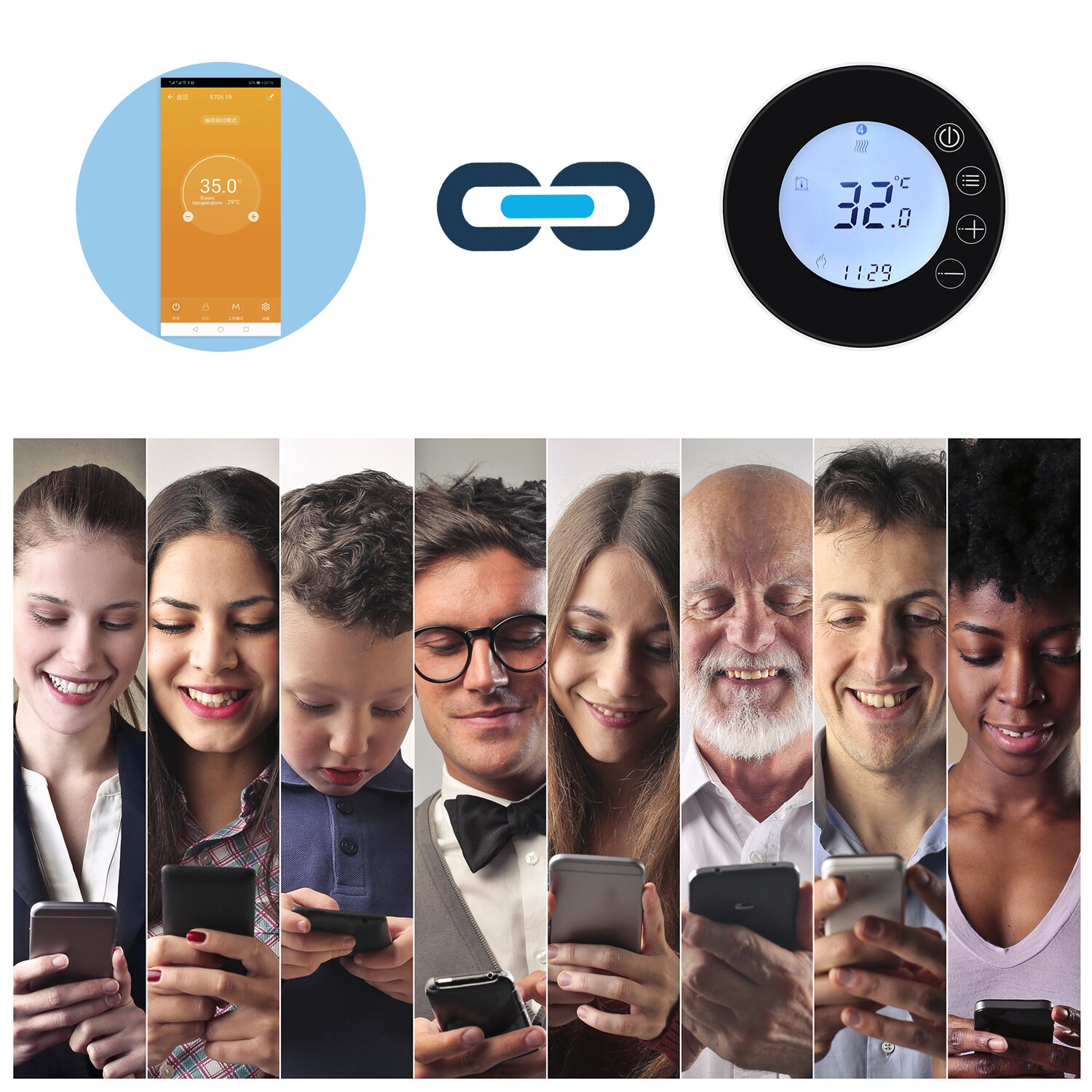 WiFi Intelligent Thermostat Programmable Temperature Controller APP Remote Control Compatible with Alexa Google Voice Control