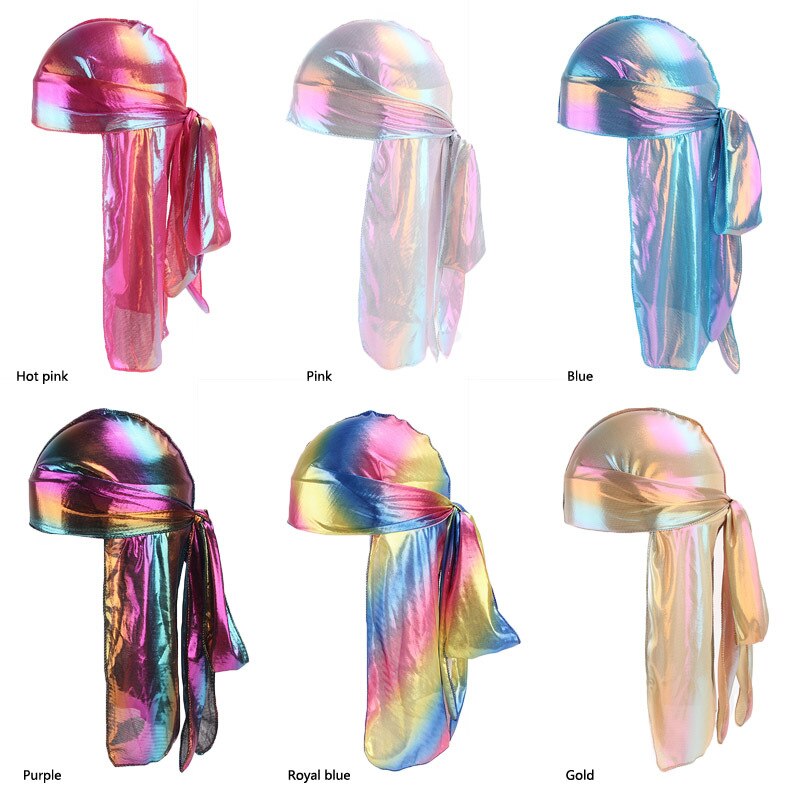 Neue Männer Patchwork Durags Doppel Farben Weiche Satin- Durag Bandanas Turban Bunte Headwear Stirnband Hütte Haar Zubehör