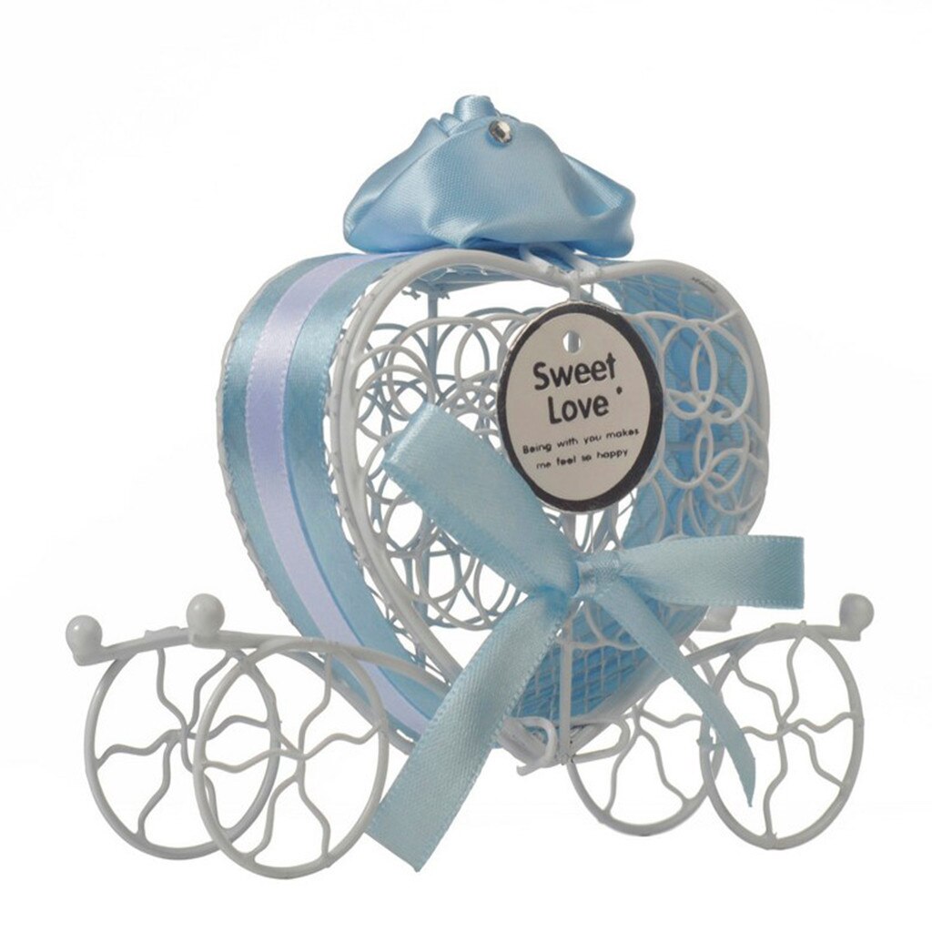 1pc Candy Boxes Romantic Carriage Sweets Chocolate Box Wedding Party Favors Wedding Favours candy Boxes коробки для конфет: Blue 