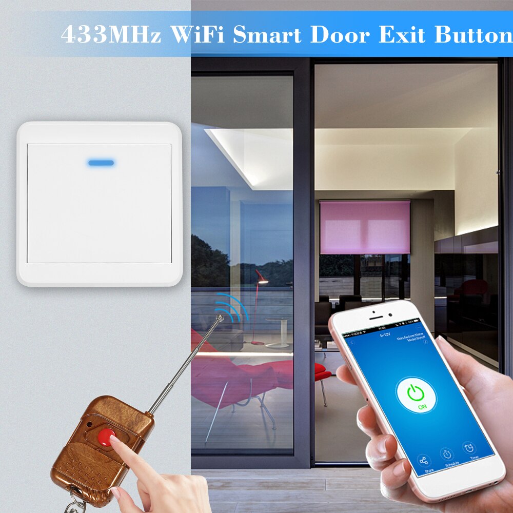 eWeLink WiFi Door Exit Button 433MHz Wireless Release Push Switch Access Control System Emergency Alarm Trigger Switch