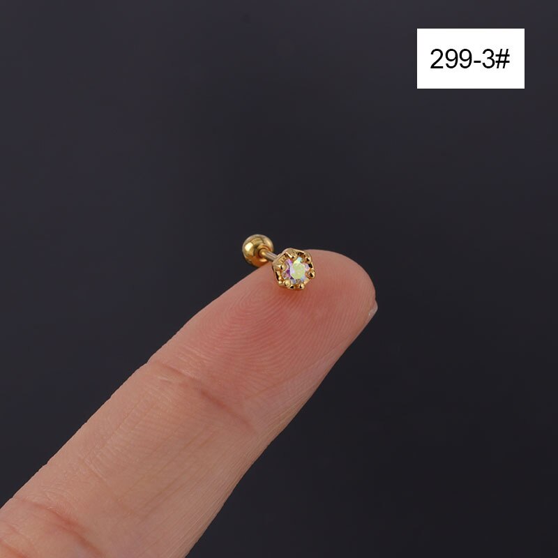 1 stück durchbohren Edelstahl Zucht Eearing für Frauen Trend Schmuck Mini Frühjahr Neue Farbe Zirkon Ohrring Bolzen für Mädchen: 1Stück 3
