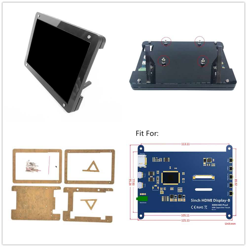 5 Inch Hdmi Display Case Lcd Hd Capacitieve Touchscreen Stand Voor Raspberry Pi