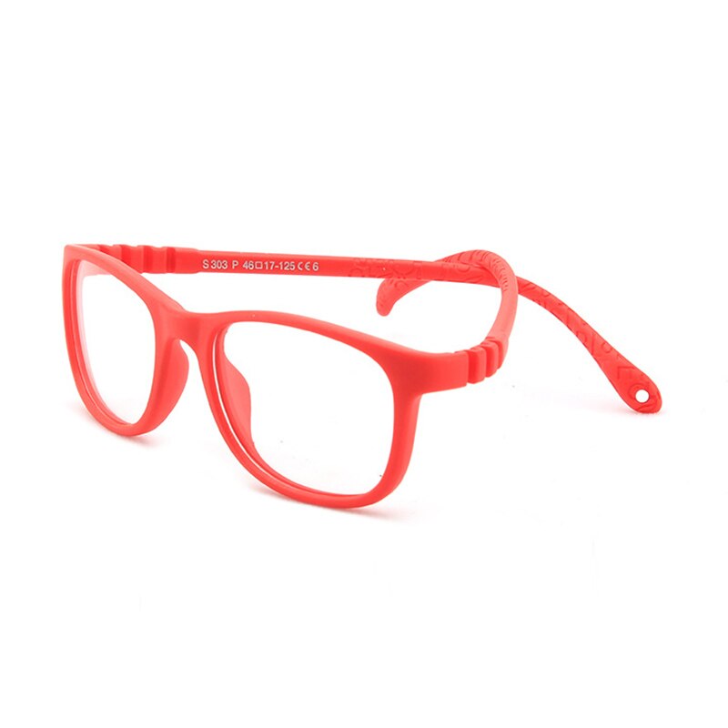 AIMISUV 2022 Ultralight TR90 Flexible Glasses Frame Kids Square Optical Silicone Clear Eyeglasses Children UV400: C2Red