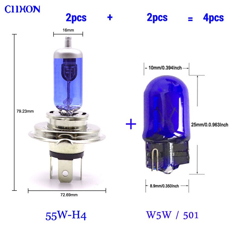 Ciihon-faro delantero de xenón para coche, bombilla de luz de costado, para Renault Clio MK2 1,2 98-04 Hatchback H4 501 55W 100W: Mix Set-55W