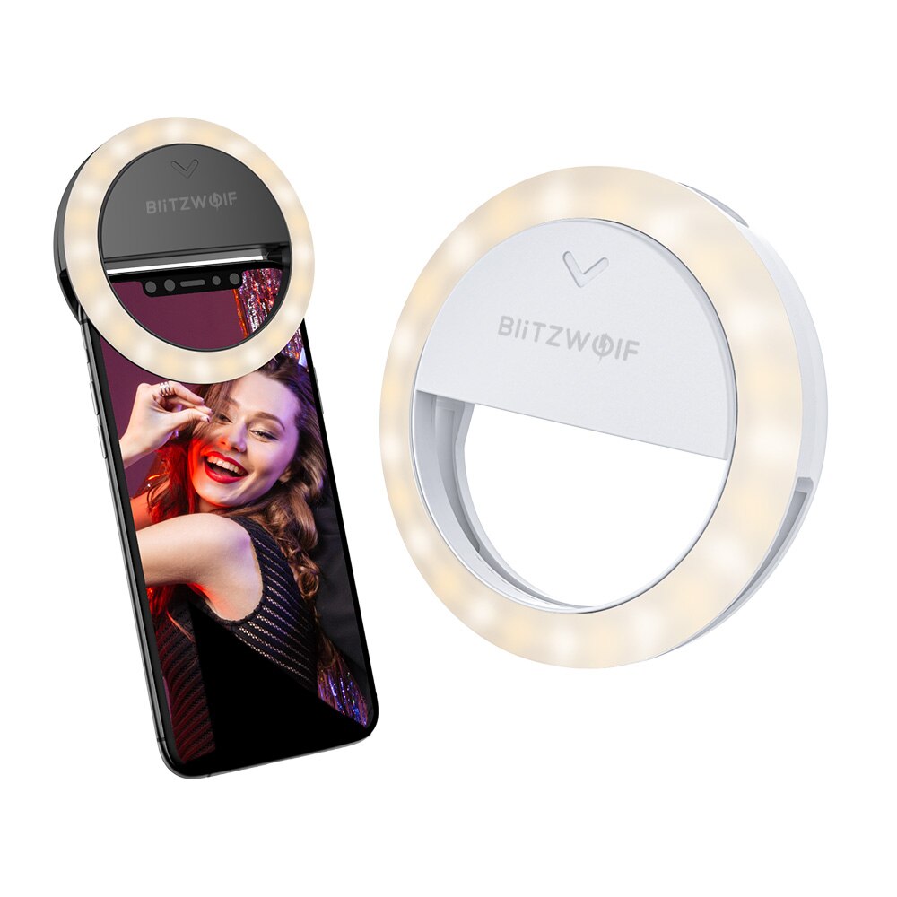 Blitzwolf BW-SL0 Pro Led Clip-On Ring Vullen Licht Mini Draagbare Selfie Lichten 600Mah Usb Hoge Helderheid Licht voor Smartphone Pc