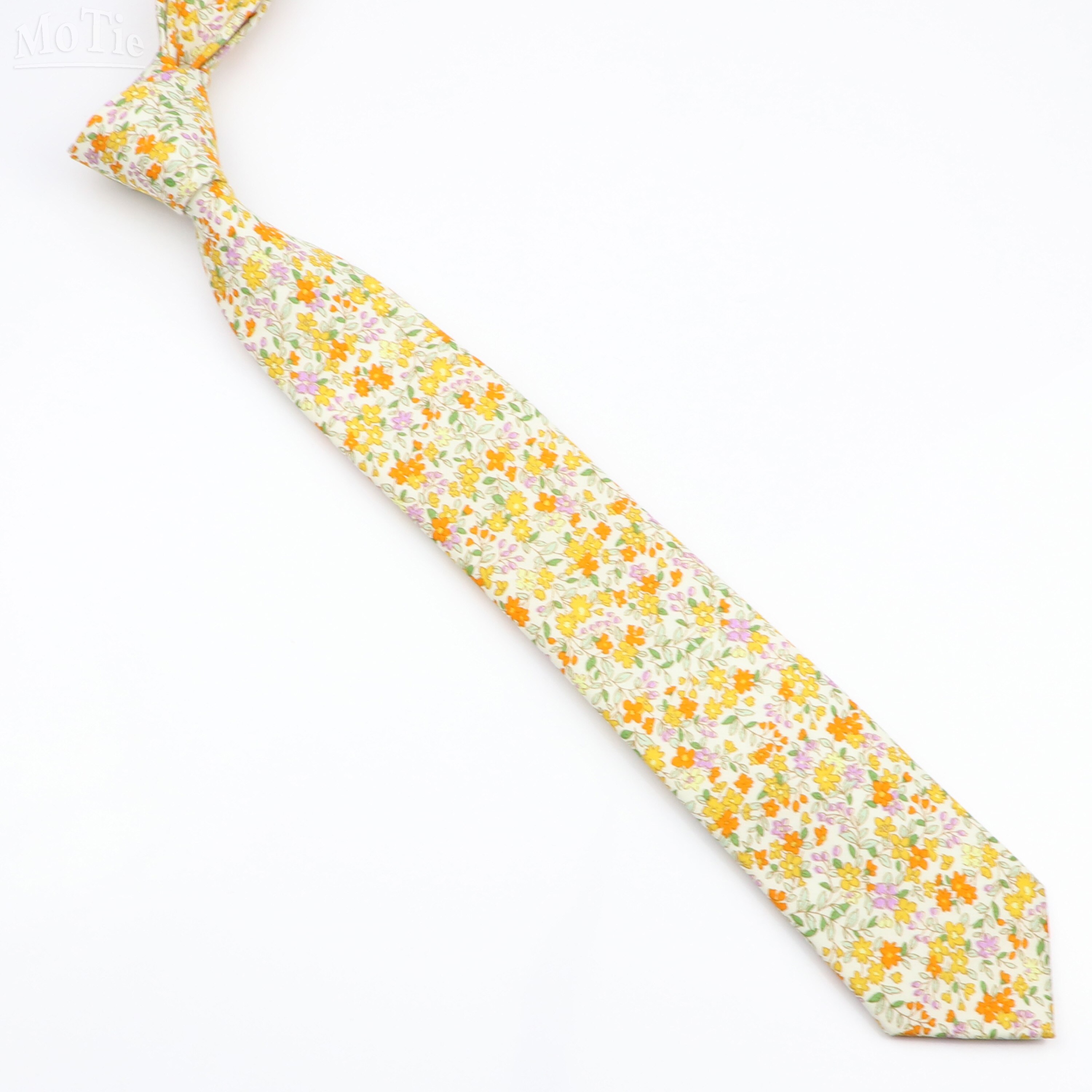 Cravate slim en coton pour hommes, , décontracté, pour costume de mariage, rose, bleu, jaune, imprimé Floral,