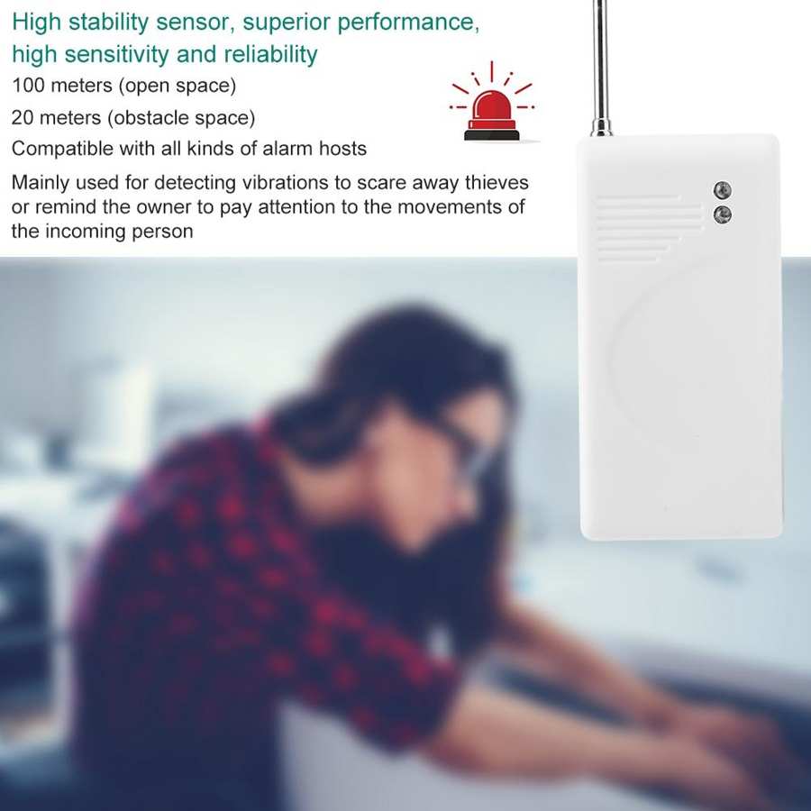 433MHz GSM Wireless Door Window Vibration Sensor Anti-theft Drawer Cabinet Alarm Sensor Home Security Alarm Vibration Sensor