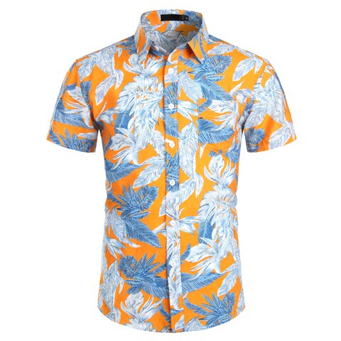 Heren hawaiiaanse shirts tropisch strand hawaii shirt heren korte mouwen aloha shirt zomerfeest herenkleding xxl: Oranje / S