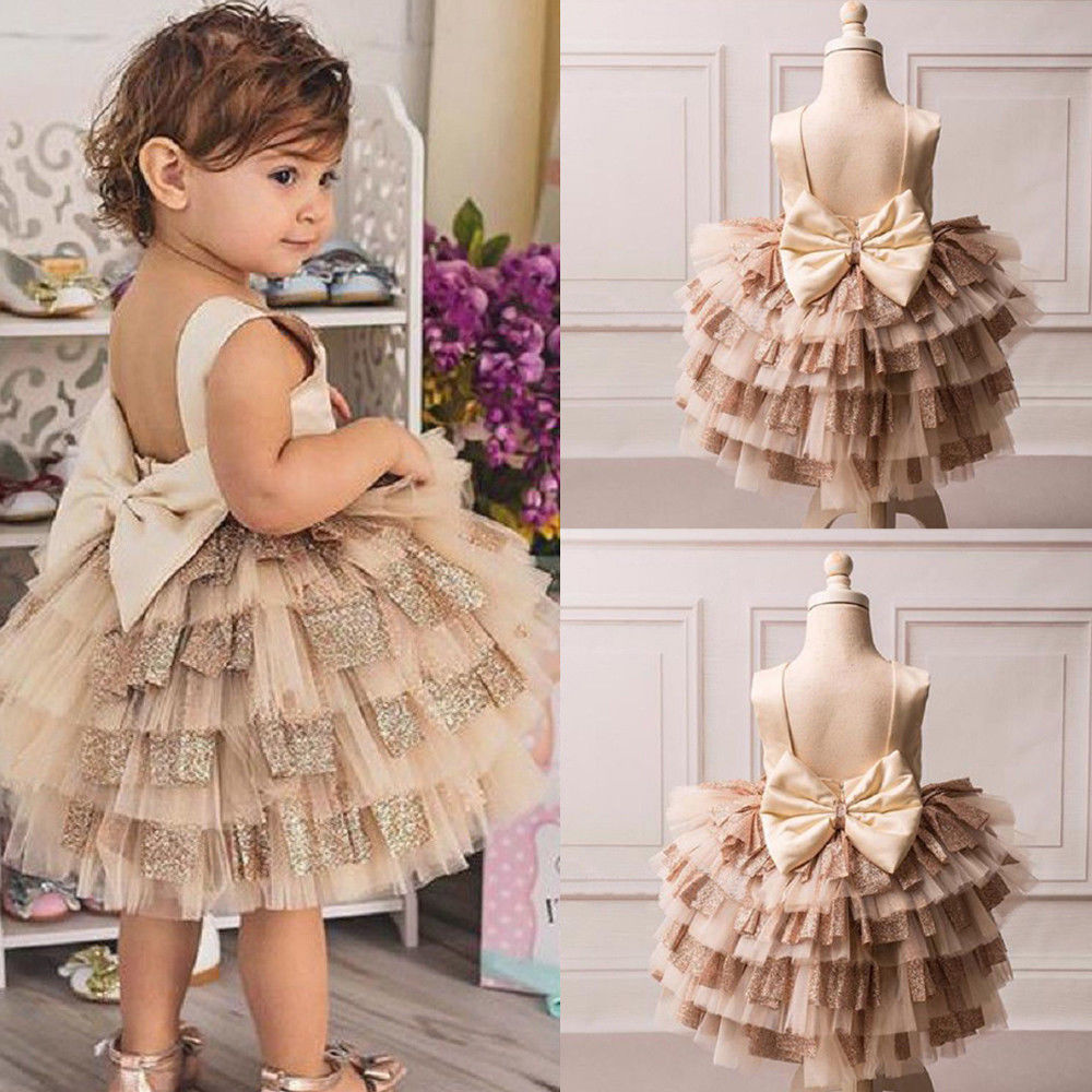 Sweet Princess Toddler Baby Girl Party Tutu Dress Sequin Layered Cake Dress Wedding Birthday Party Princess Christening Clothes