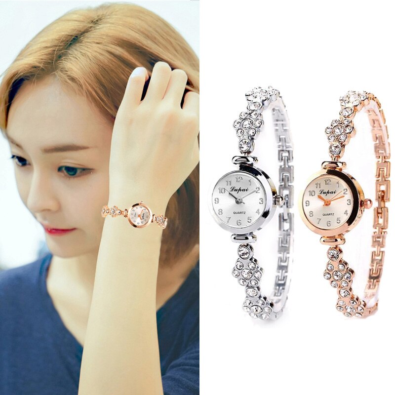 LVPAI Luxus Frauen Armband Uhr dünne band Legierung band decor damen elegante gIift für freund gold silber