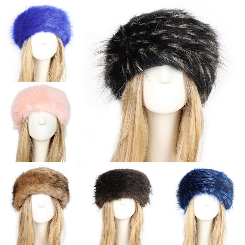draussen Winter Dicken Pelzigen Haarband Flauschigen Russische Faux Pelz Hütte Frauen Mädchen Pelz Stirnband Hütte Ohrenschützer Ski Hüte
