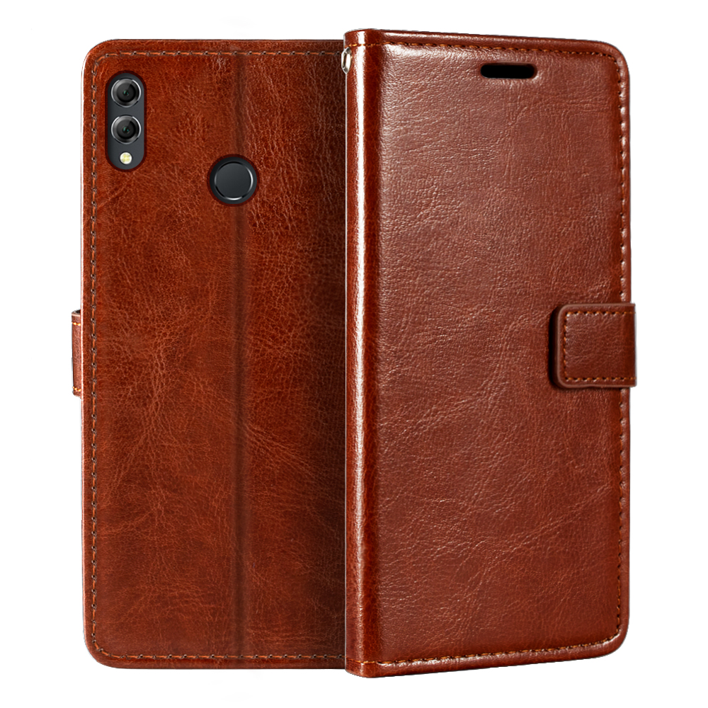 Case Voor Huawei Honor 8X Max Portemonnee Premie Pu Lederen Magnetische Flip Case Cover Met Kaarthouder En Kickstand Voor huawei Y Max: For Huawei Y Max / Brown