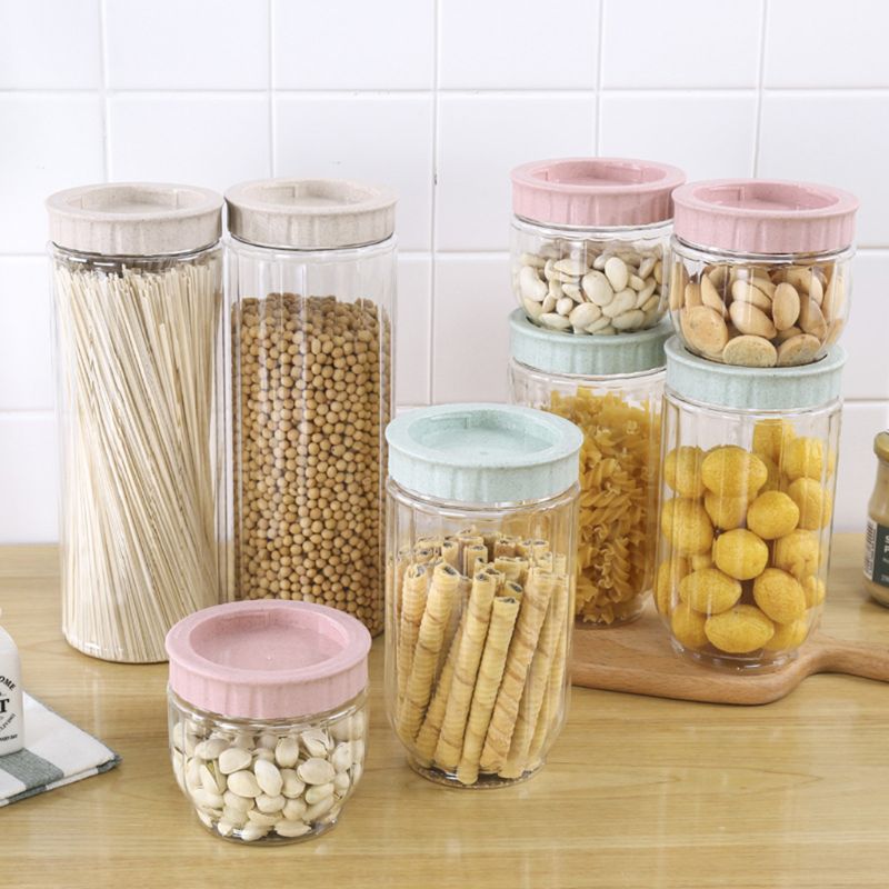 Recipiente de almacenamiento de alimentos transparente para cocina, bote sellado duradero, grano de cereales, arroz, leche en polvo plástica sellada