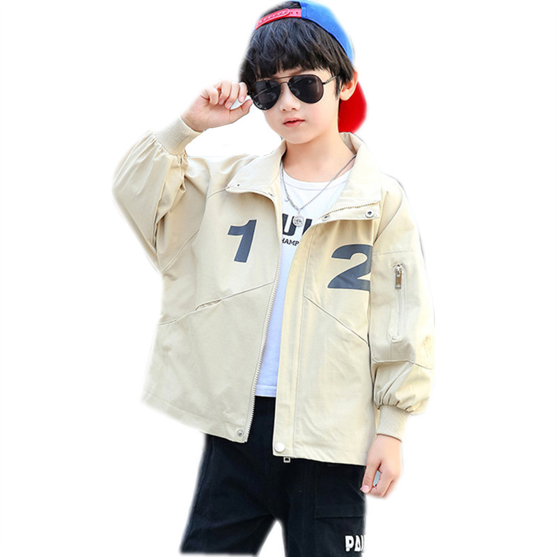 Chaquetas de para niños, abrigos de otoño con estampado de letras, rompevientos de estilo coreano para niños, ropa de 6, 8, 10 y 12 años