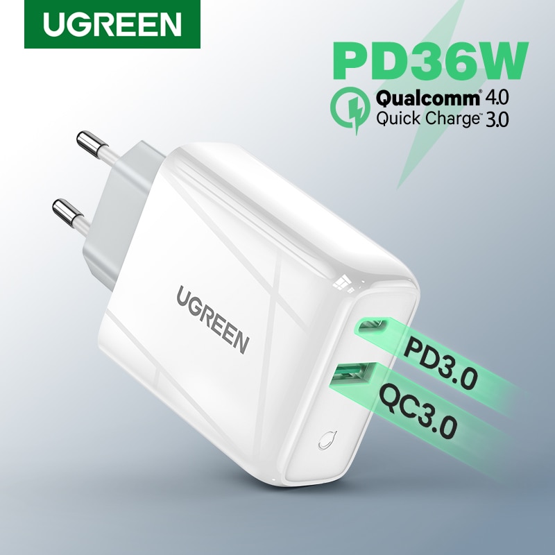 Ugreen 36W caricabatterie rapido USB carica rapida 4.0 3.0 tipo C PD ricarica rapida per iPhone 13 caricatore USB con caricatore per telefono QC 4.0 3.0