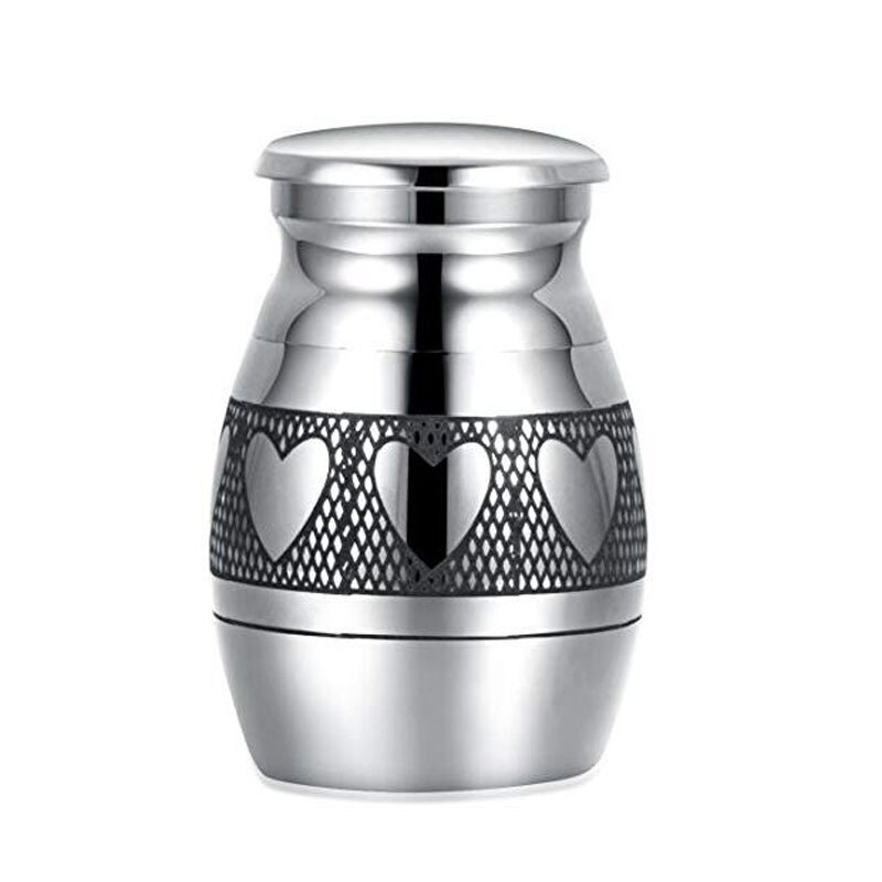 Mini urn van roestvrij staal met levensboomafbeelding – Werken met