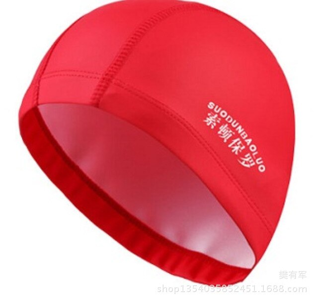 Accesorios de natación para adultos y hombres, gorro de tela de poliuretano impermeable, elástico, protección de orejas, pelo largo, deportes, gorro de piscina: 4