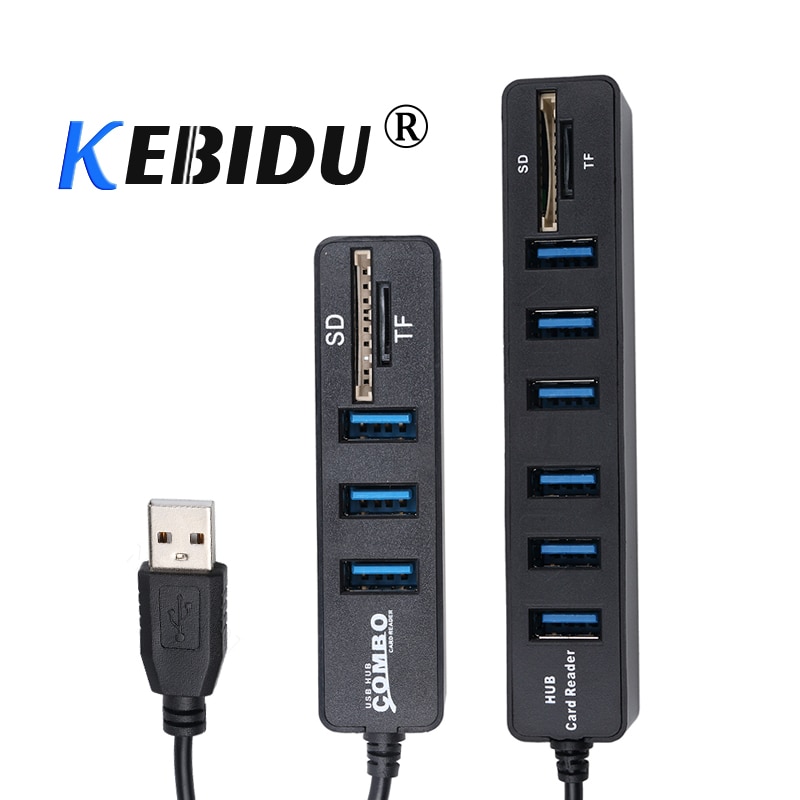 Kebidu USB Hub Combo 3/6 Poorten USB 2.0 Hub Hoge Snelheid Splitter Multi USB Combo 2 In 1 SD/TF Card Reader Voor PC Laptop Computer