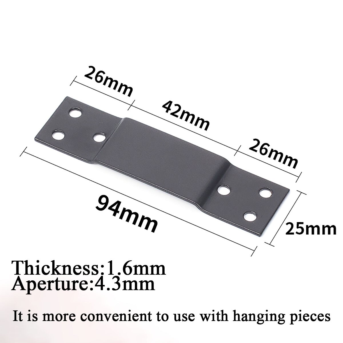 1Pcs Black Stainless Steel Hanging Code Tile Display Wall Fixing Clip Buckle Corner Bracket Hanging Tile Mirror Support Hardware: P(without screw)