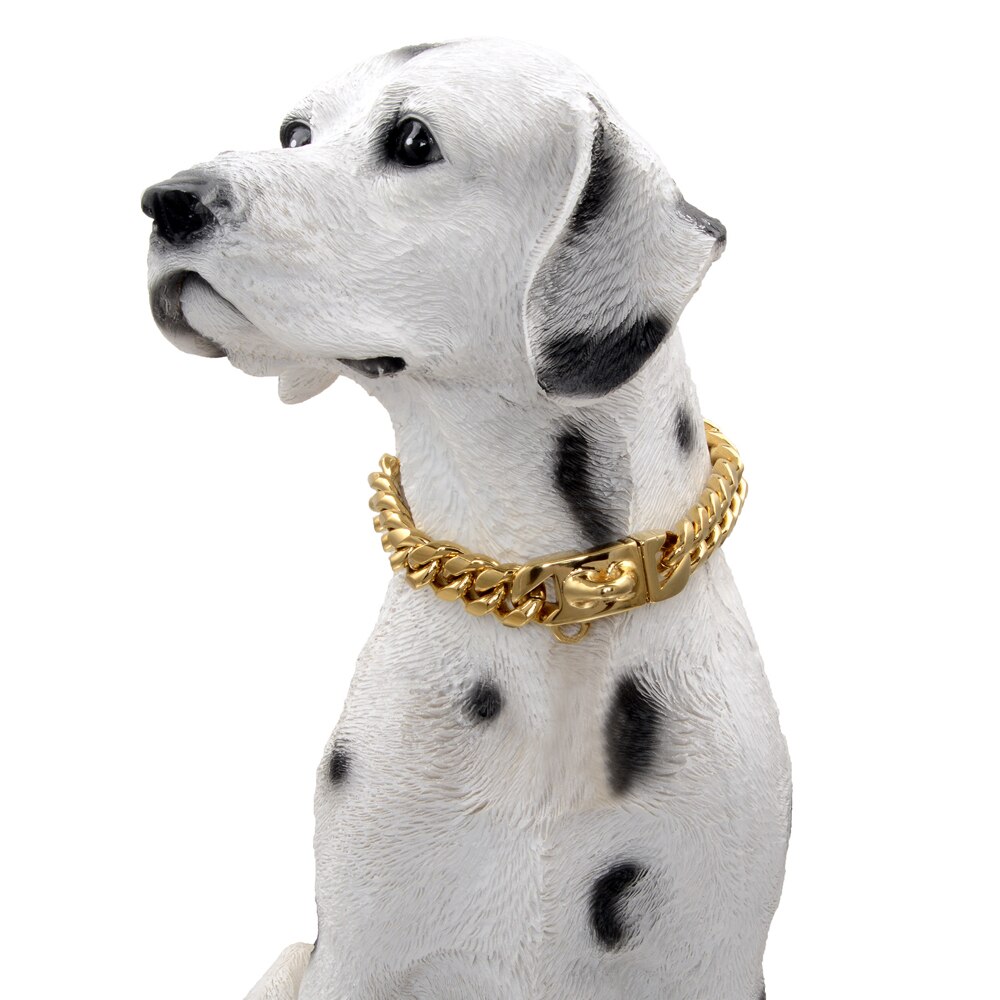 Naszyjnik z psem ze stali nierdzewnej obroża artykuły dla zwierząt akcesoria Pet Perro Chain średnie duże psy złoty solidny łańcuszek z łańcuszkiem