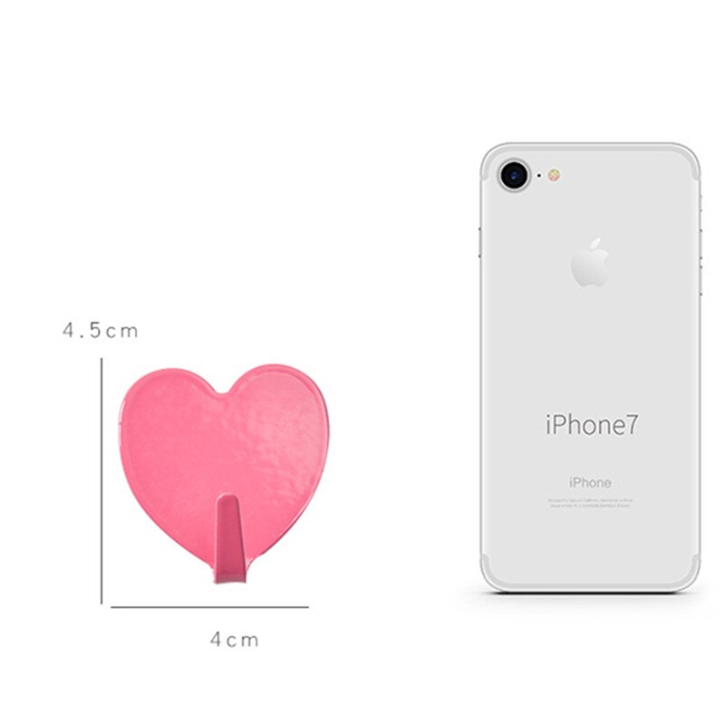 Gancho de Metal en forma de corazón para pegar en la pared, gancho adhesivo fuerte para cocina, sin rastro, para pegar en la puerta,