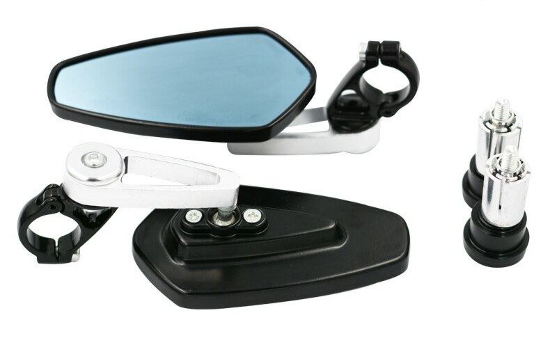 7/8" 22mm Bar End Rear Mirrors Motorcycle Accessories Motorbike Scooters Rearview Mirror Side View Mirrors Moto for Cafe Racer: black