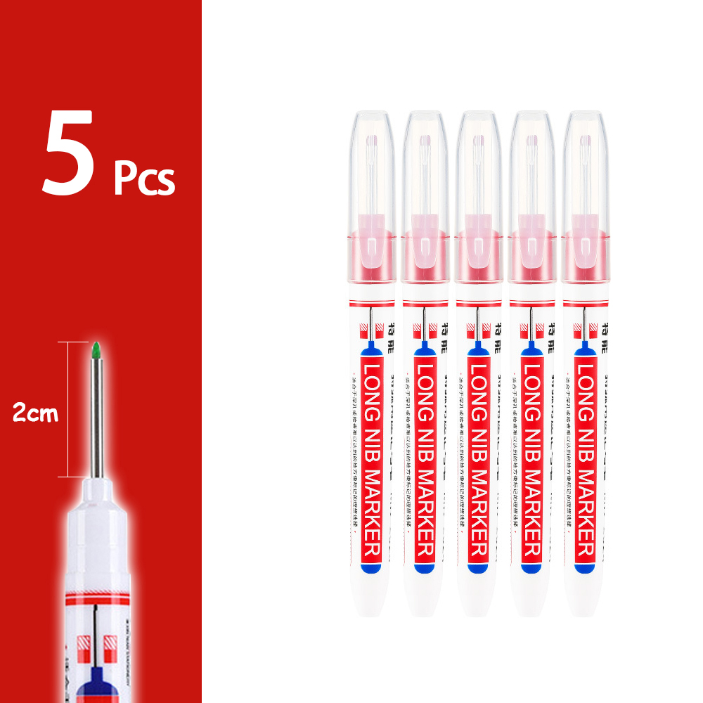 Rotuladores de cabeza larga impermeables de 2cm, rotulador de Agujero profundo para herramientas de carpintería de carpintero de Metal, Blanco/rojo/negro/azul/verde, 5-100 Uds.