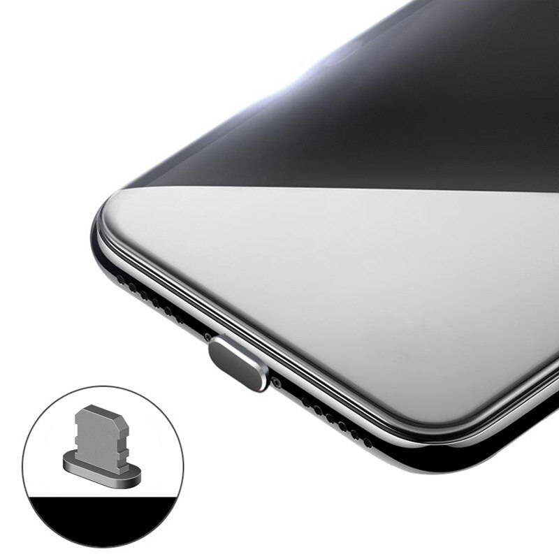 Portable mini metal charger port stopper phone dust plug for apple iphone series mobile phone accessories dustproof cover: Metal grey