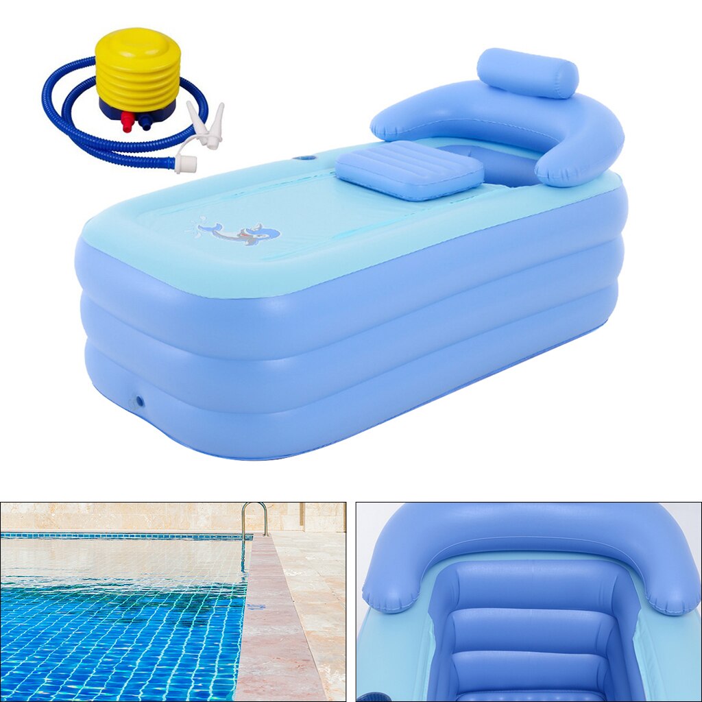 Baignoire gonflable en PVC Durable, avec accoudoir, 160x84x64cm