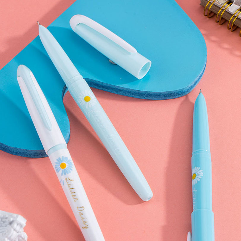 Pluma estilográfica de 3 piezas para niños, bolígrafos de tinta borrables con Punta pequeña Kawaii, suministros de papelería para escuela y oficina
