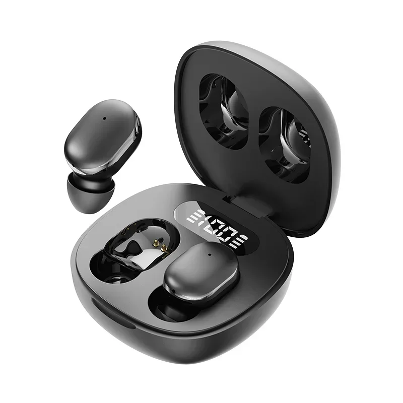 Auricolari Bluetooth Wireless TWS - Cuffie Trasparenti ENC - Display LED Potenza - Suono Stereo - Cancellazione Attiva del Rumore: Rosso