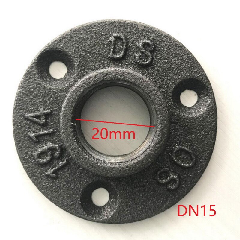 Brida roscada de hierro maleable BSP, brida de suelo montada en la pared para accesorios de tubería de hierro, 1/2 &quot;, 3/4&quot;, 2 piezas: 2 Pieces / DN15