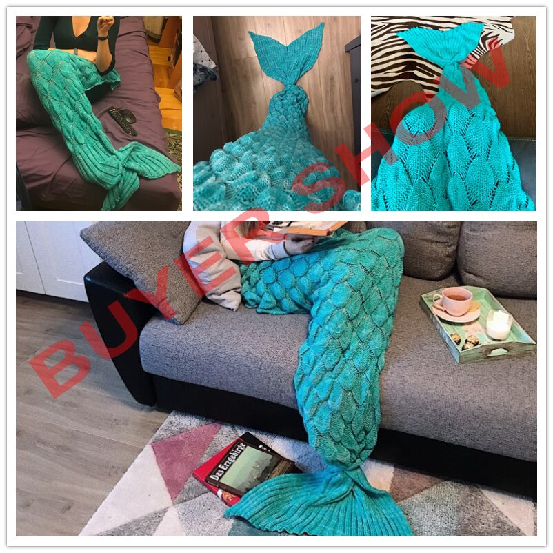tragbare Gestrickte Meerjungfrau Schwanz Häkeln Decke Weichen Tragbare Schlafsack Abdeckung für Kinder Erwachsene Weihnachten Geburtstag
