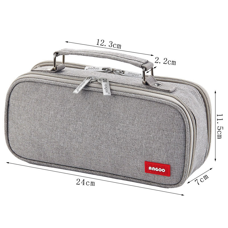 Cartuchera de gran capacidad, Multi capa, multifunción, bolso de lona, material de papelería para niños y niñas, suministros de almacenamiento: Gray