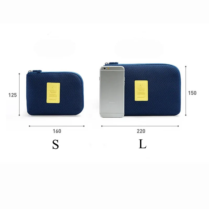 Männer Frauen machen-hoch Taschen Reise USB-Datenkabel Headset Kopfhörer Organizer Tasche einfarbig große Kapazität Reiß verschluss Kosmetik tasche