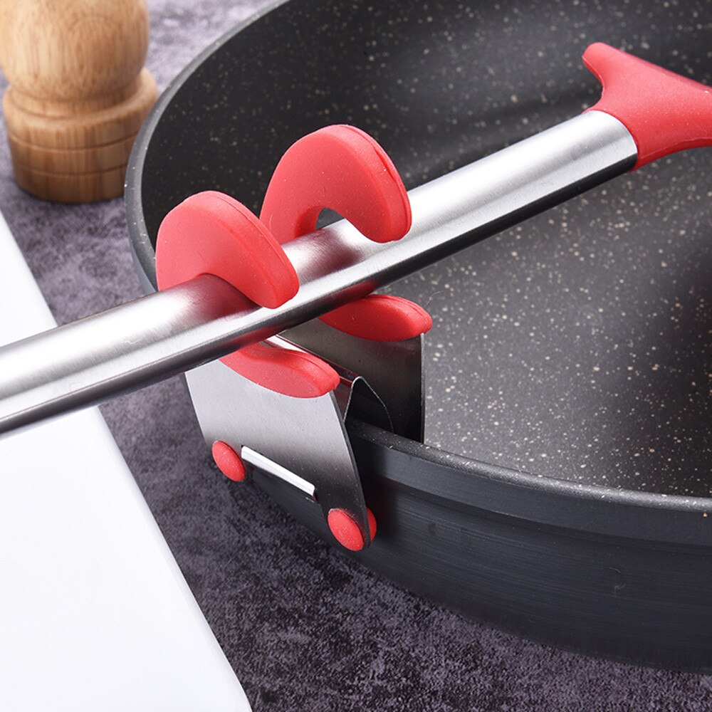 Anti-Scalding Spatula Clips Home Kitchen Stainless Steel Pot Pan Holder Spatula Clip Spoon Rest Pots Clip Kitchen Useful Hooks