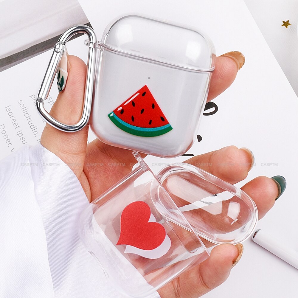 Crystal Cute Banana Cartoon Earphone Case For Apple AirPods 1 2 Hard PC Transparent Protective Cover For Airpods 1 Accessories