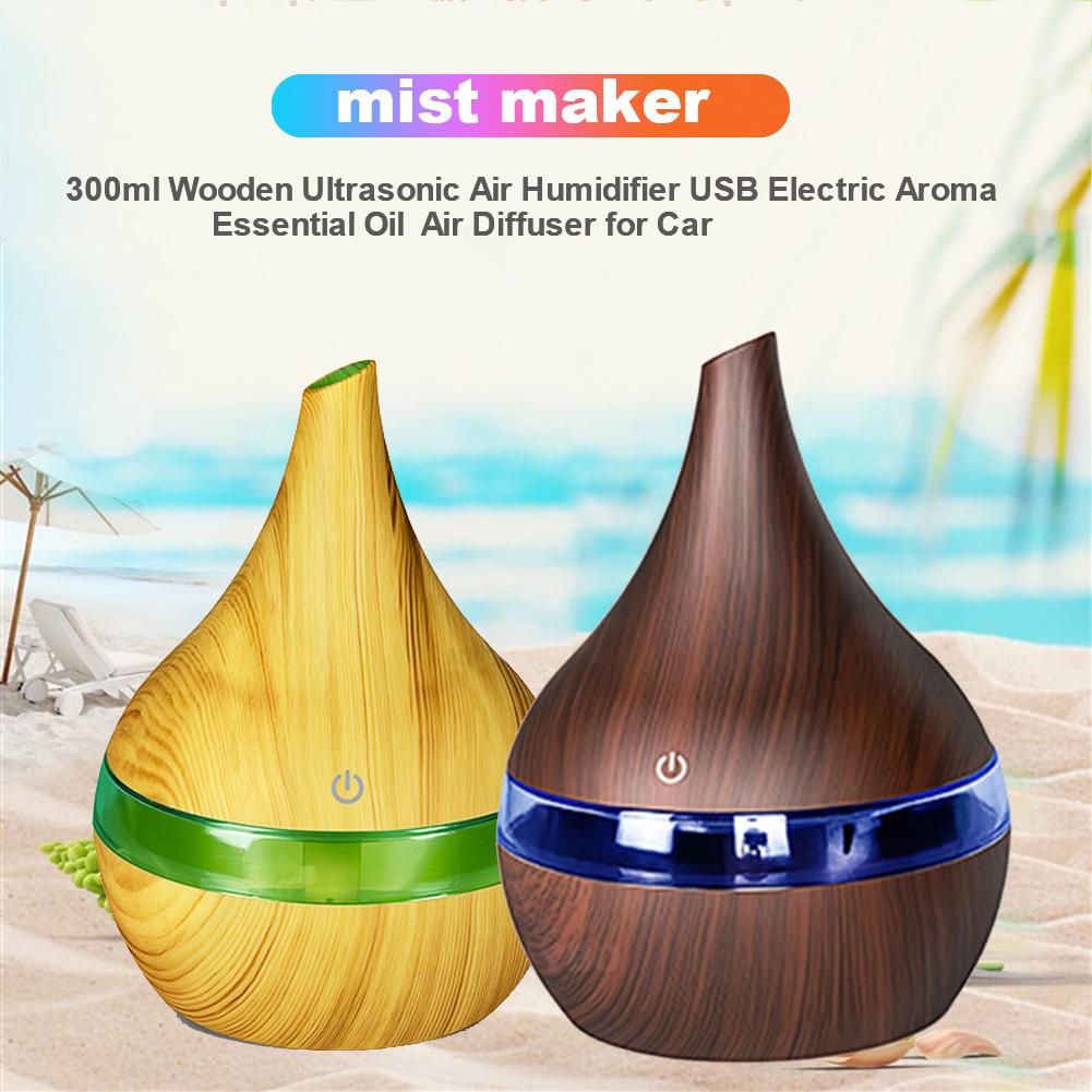 145x110MM 300ml 5V DC/USB Wooden Ultrasonic Air Humidifier USB Electric Aroma Essential Oil Air Diffuser For Car