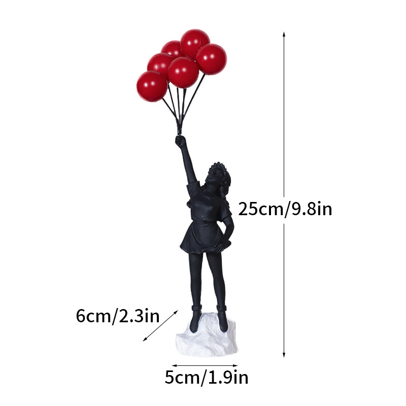 Colección de escultura de Vilead Banksy, estatua lanzadora de flores, arte Pop, globo moderno, estatuilla de niña, decoración del hogar para oficina y calle: Caqui oscuro