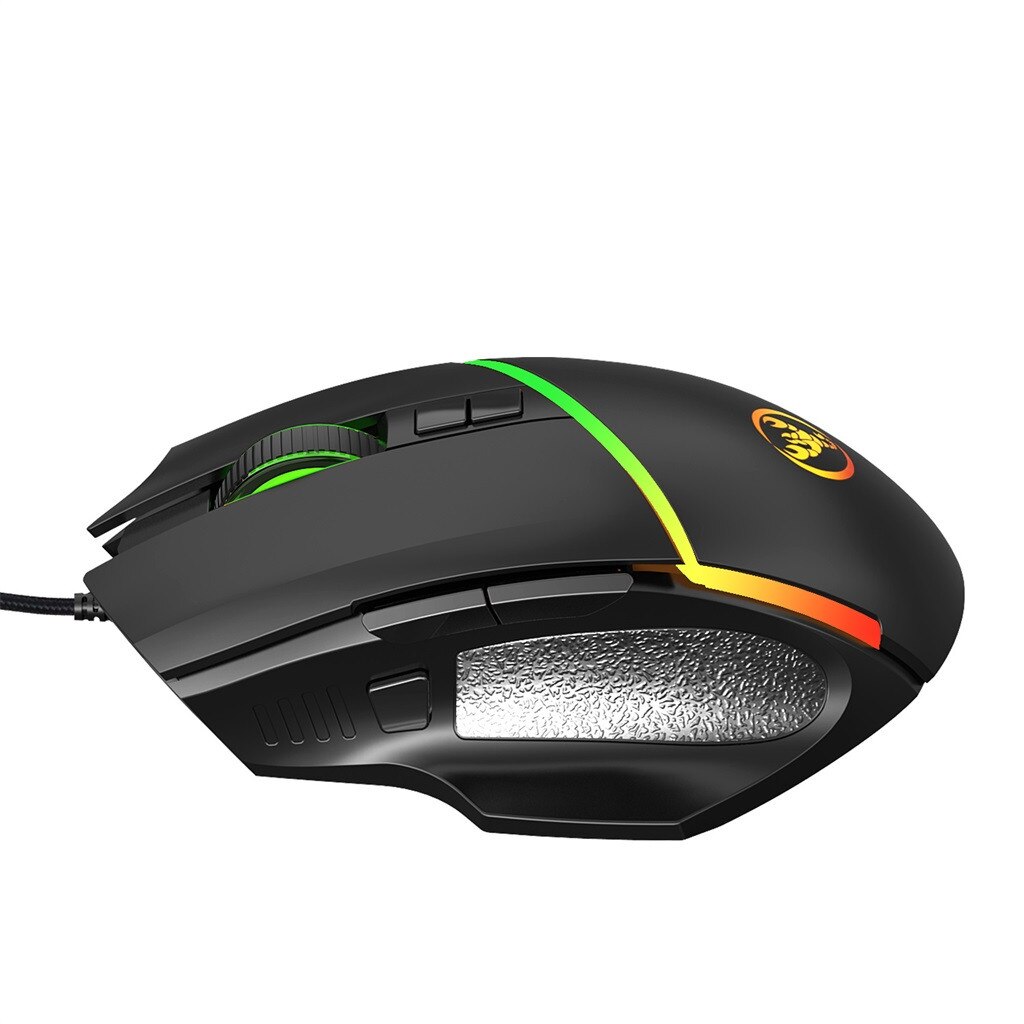 HXSJ-Juego de teclado y ratón con cable, , USB, 7 colores, luz de respiración, Mini 35 teclas, 8 botones, V100 + A876