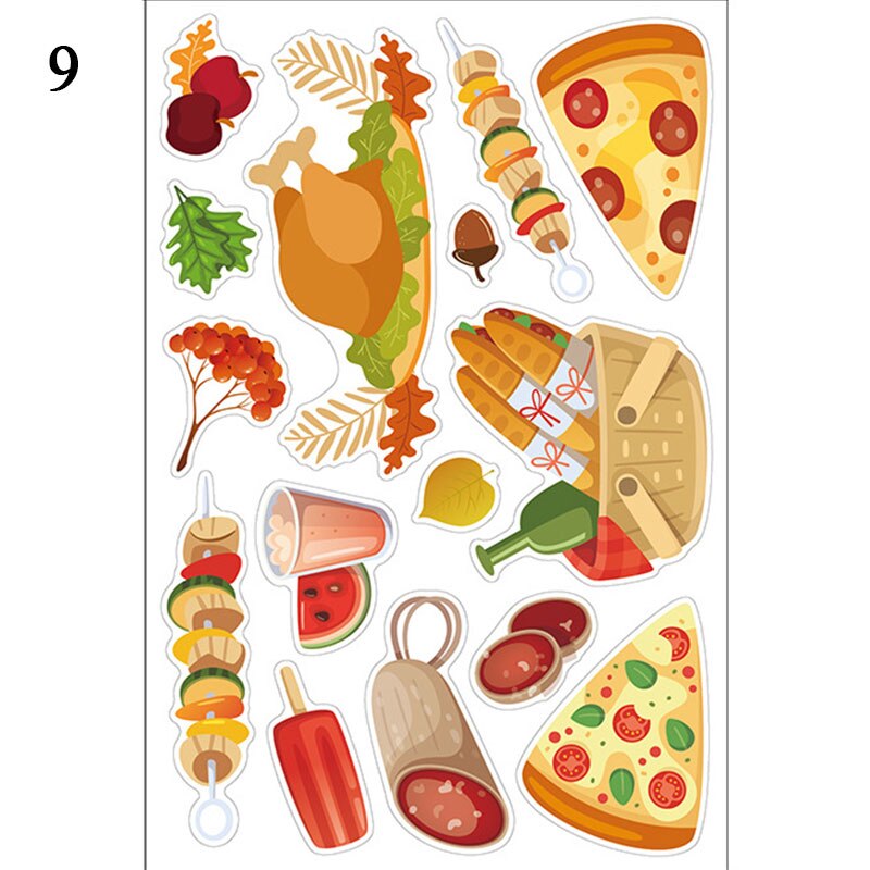 Cartoon Autumn Maple Leaf Window Wall Stickers Thanksgiving Bedroom Fall Leaf Turkey Fruit Wall Sticker Wall Decal Art: 9