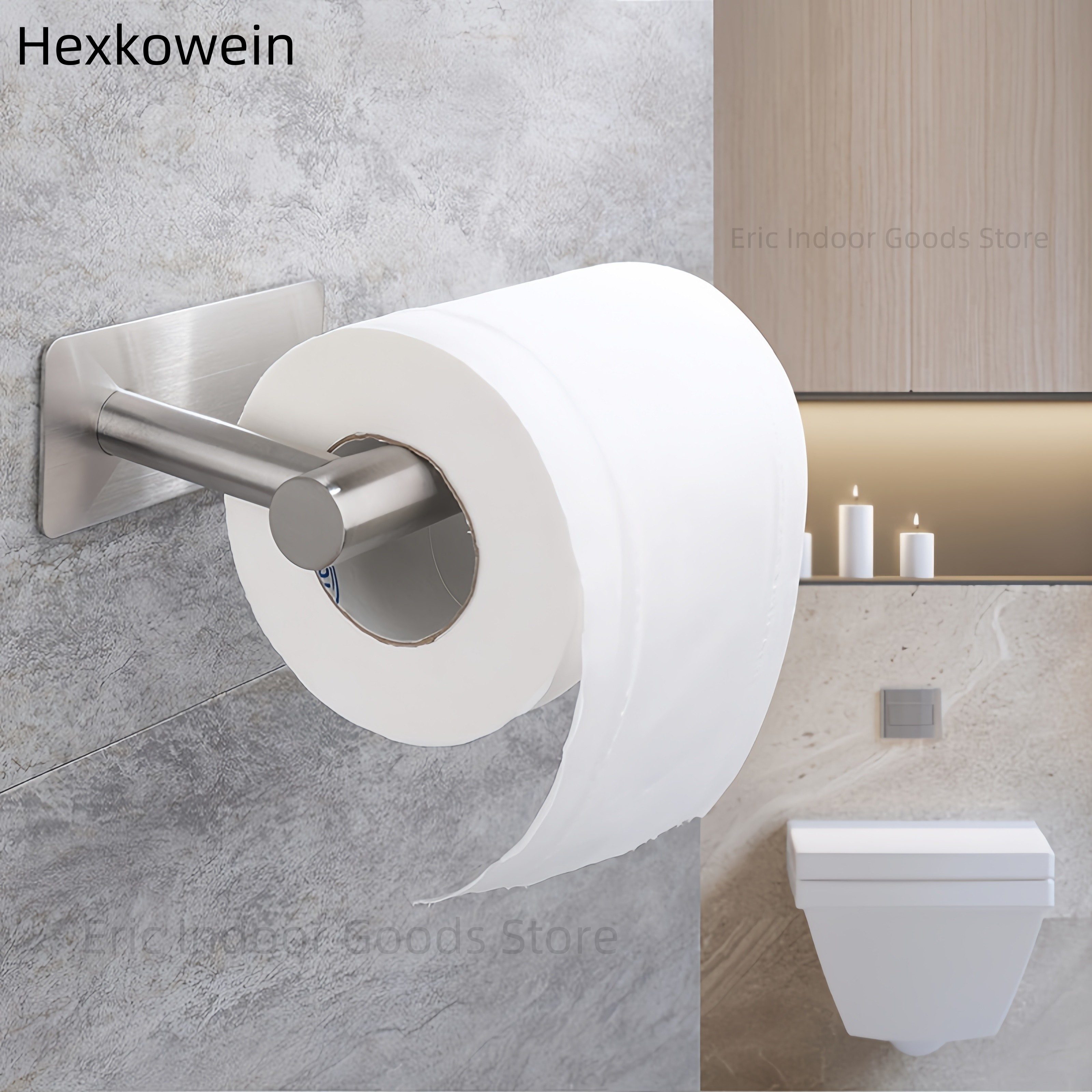 Selvklebende toalettrullholder til papirhåndkle, organizer, hullfri veggmontering, oppbevaring til kjøkken og bad, uten boring, papirdispenser