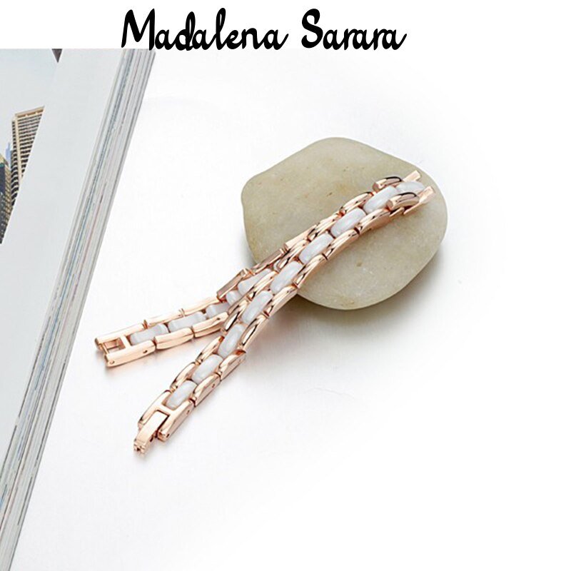 MADALENA SARARA Premium Titanium Steel Ceramic Energy Bracelet Magnetic Germanium Magnets Negative Ions Inlaid Healthy For Body