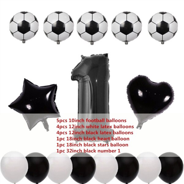 16 Uds 10 pulgadas Mini globo de fútbol Set 0-9 Número forma de estrella y corazón globos de aluminio DIY niños Baby Shower decoración de de cumpleaños: set 1