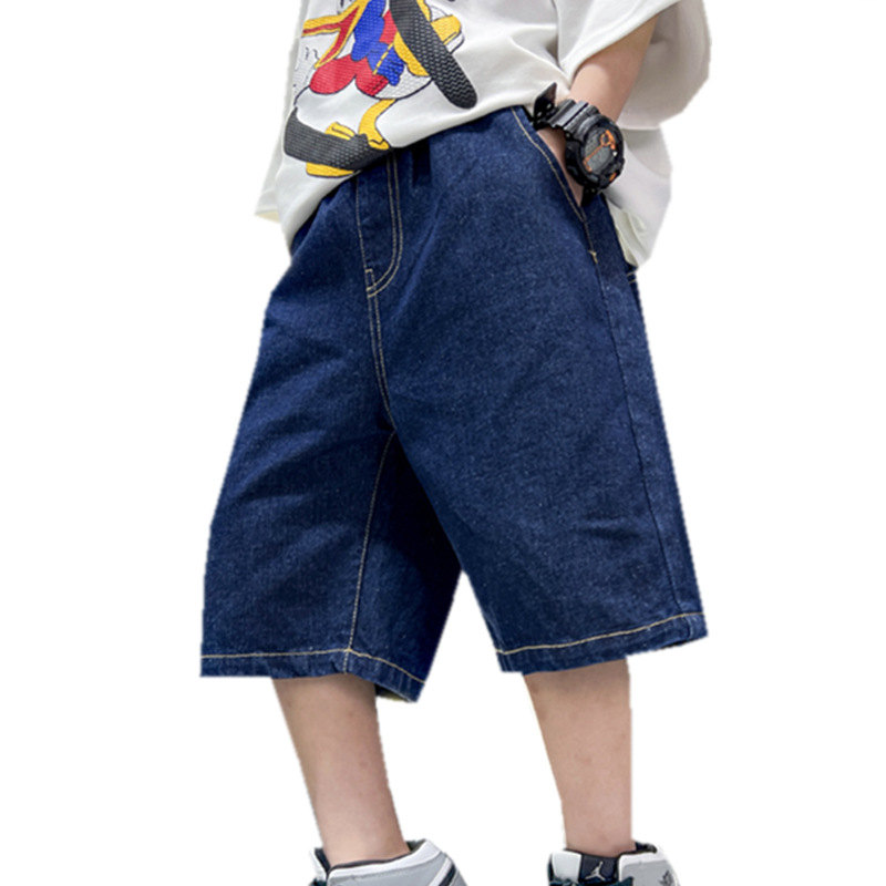 2022 nuovi vestiti ragazzi pantaloncini pantaloni estivi da 5 a 14 anni pantaloncini di jeans per adolescenti pantaloncini sportivi per bambini allentati casuali blu scuro