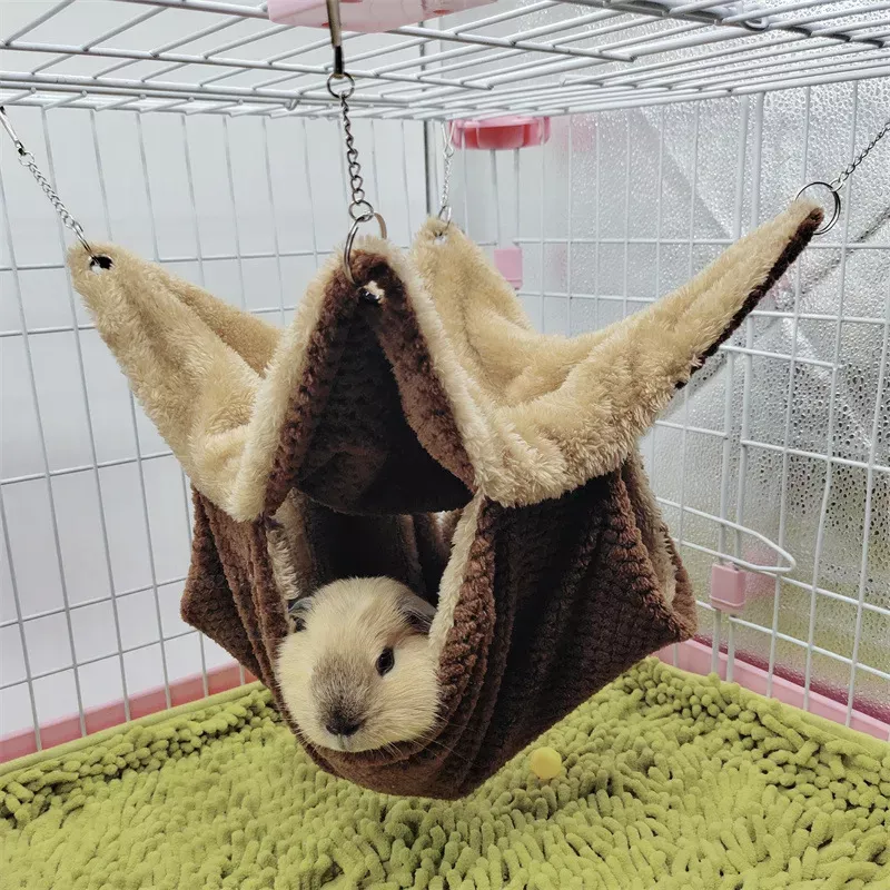 Winter-Hängematte für Ratten, warmes Bett, doppellagig, dicker Plüsch, Hamster, Chinchilla, Haus, Nest, Schlafsack, hängender Baum, Meerschweinchen-KäFeige